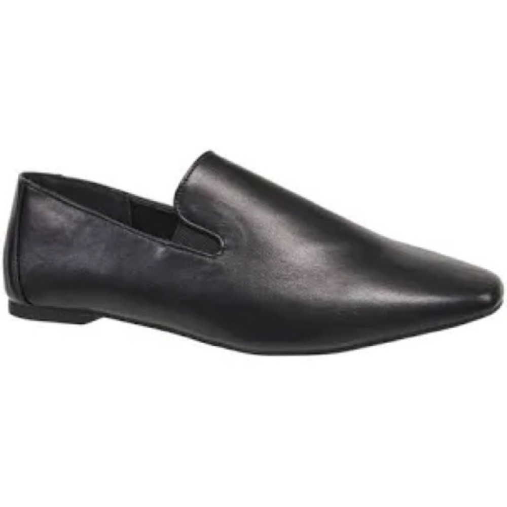 H by Halston Milos Black Vegan Leather Flats Loafers Slip On 6.5 Neutral